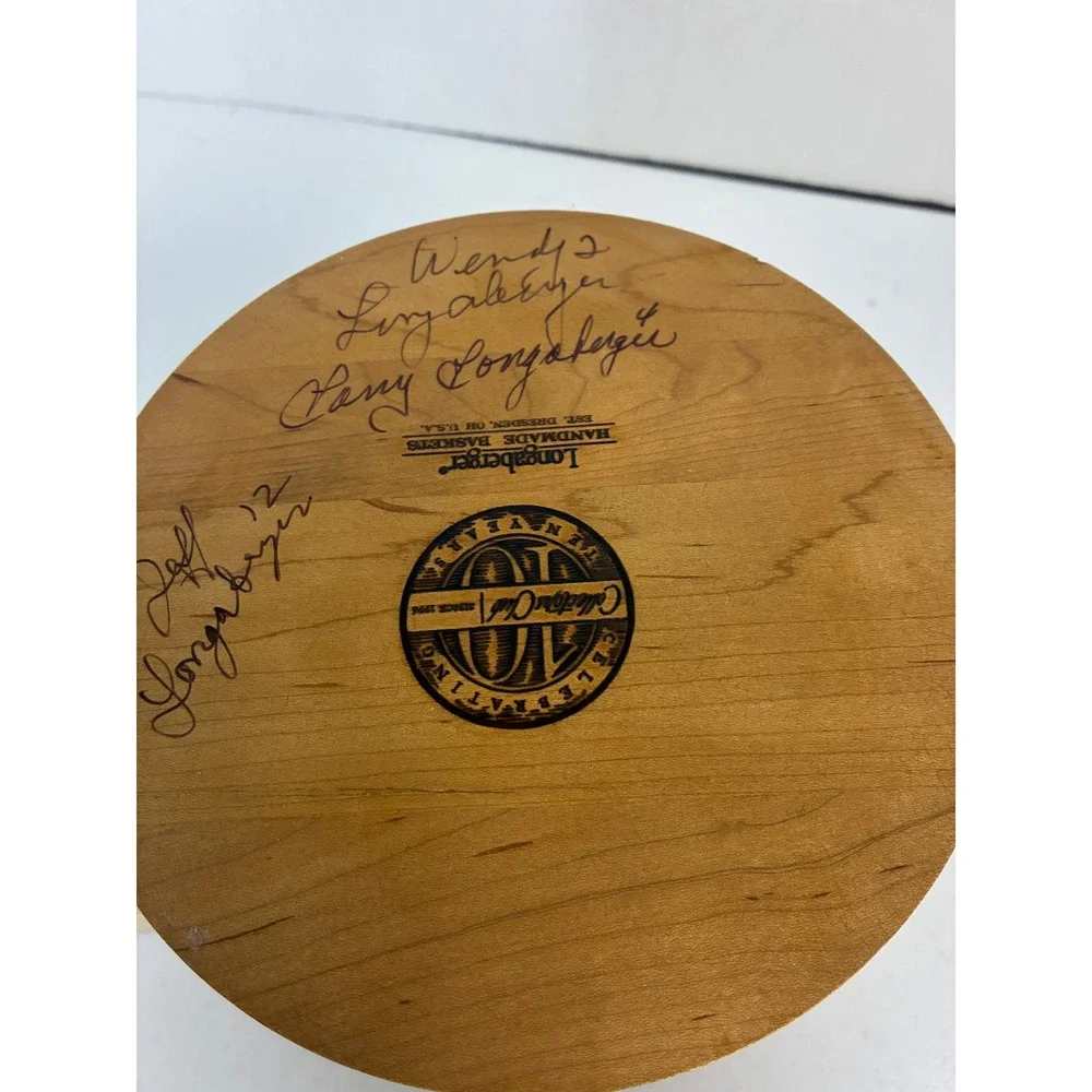 Longaberger Collectors Club Celebration Basket Signed Wood Base Ring Handles 9in